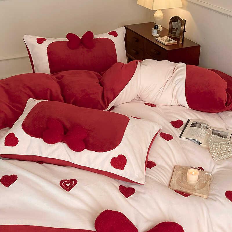 床冬季高克重奶绒四件套珊瑚法牛兰绒加厚套单床上用被品结MPF婚