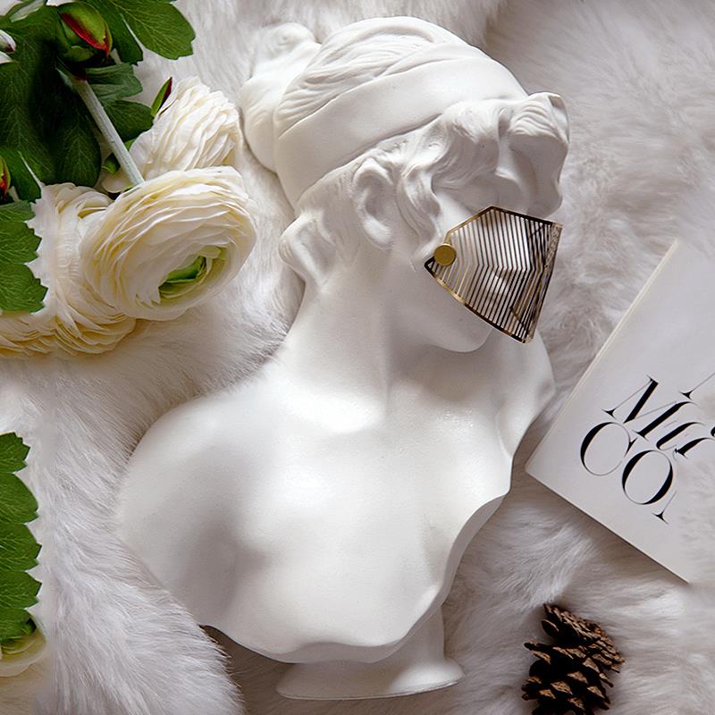 金面罩少女雕像属雕法式GTJ艺术轻奢摆件美容塑院医美高端装饰大