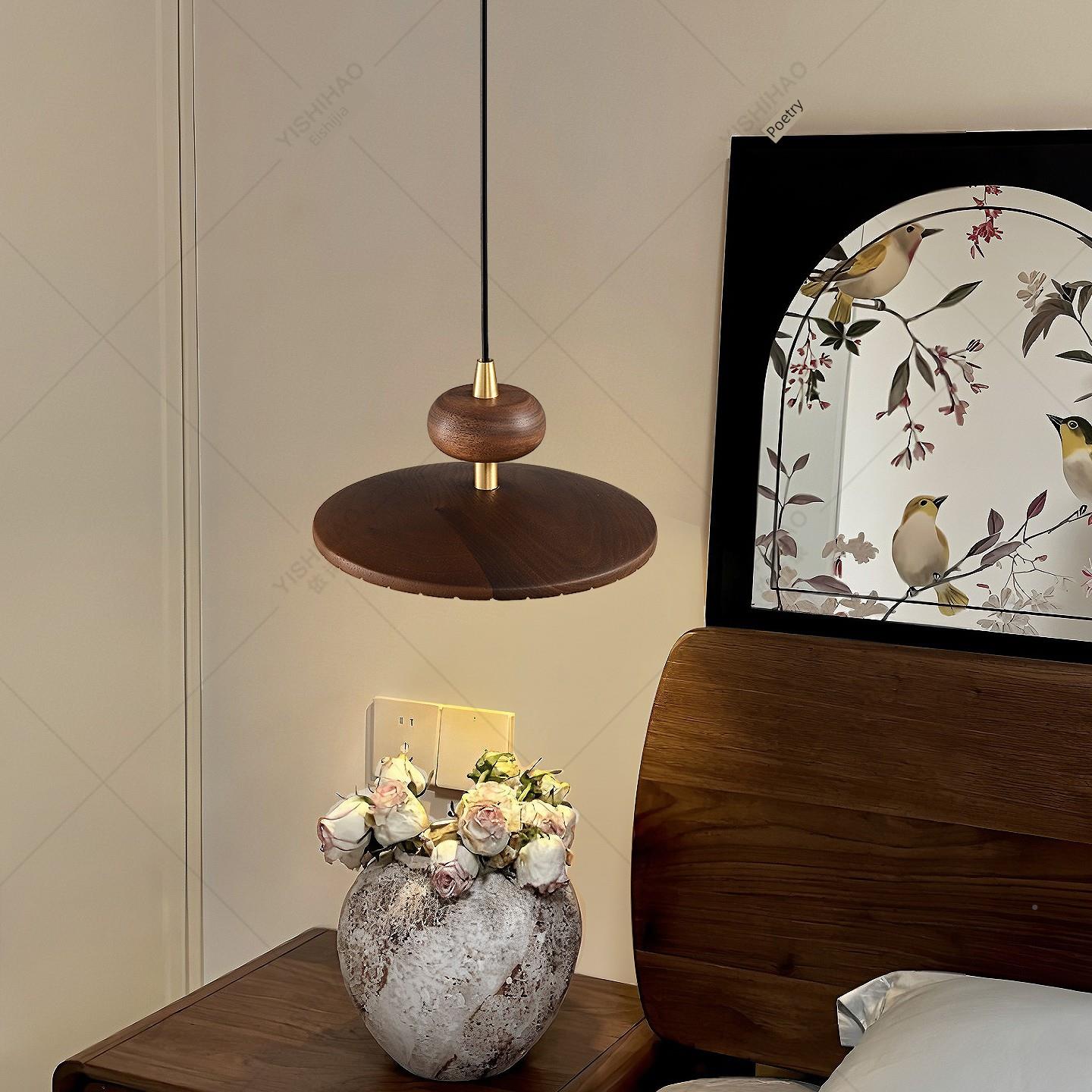 诗依豪 床头吊灯 黑胡桃木高灯级感小WBN吊师灯设计款卧室餐厅吧