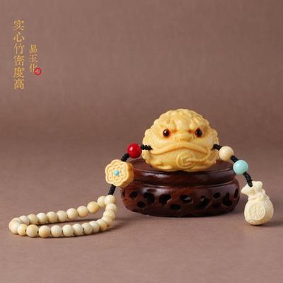 竹雕50金玩蟾实心MOE竹恶霸金蟾高手把件好玩文玉化实心竹.密度老