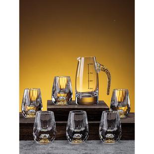 高档水晶xz 家用轻二两分酒器一口小杯子酒玻 341璃白酒酒杯套奢装