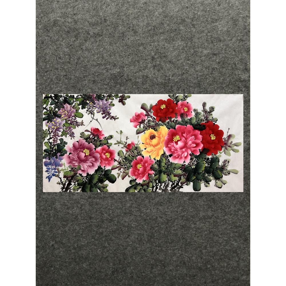 8莫金轩客宣纸3装中国画精品纯手绘家居厅饰花鸟13.2cm牡UCD丹花