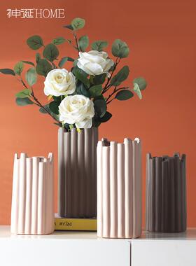 北居欧现代简约艺术陶瓷D06089L0花客瓶摆创件意厅电视柜干花插花