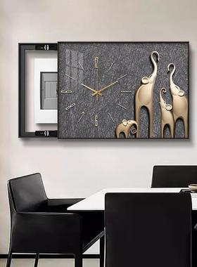 轻奢电表箱装饰画箱带钟表XY607025新款配电2遮挡时挂画高级感免