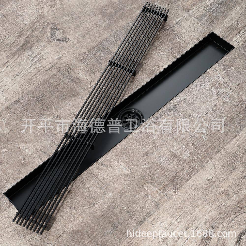IDEHEP不锈钢长地漏钢条栅网黑色地BRI漏面浴室阳台地漏HIDL1格63