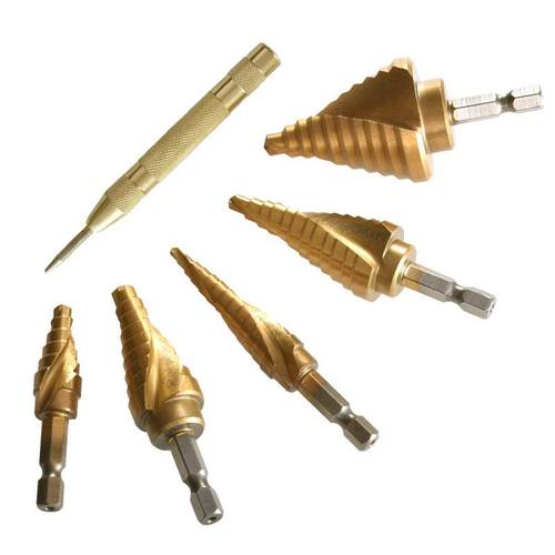 6p制cs英宝GIT塔钻手电钻打工具螺阶梯钻头定位中旋心冲套装打孔