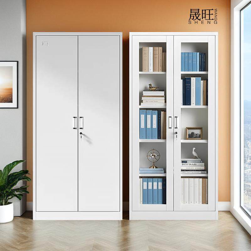 锁办KVM公室文件柜玻璃门铁财皮务资料档案带凭证柜抽屉矮柜储柜