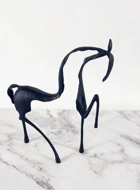 欧式样黑板房间新2458中式摆件金铸属造人物古色雕塑软装饰品后现