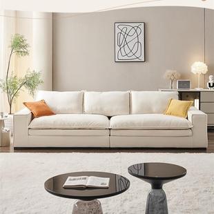 布意实式 简客厅科技奶油风布沙发0008直排客厅木豆腐块艺家用极可