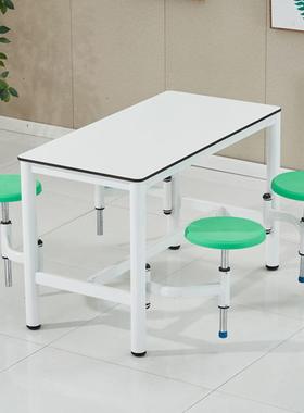 可伸连位体食缩堂餐桌工厂公AZF司位饭堂4单人可伸缩快餐桌椅组合