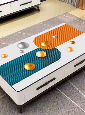 茶新几桌垫防水防烫加厚皮革印花JQF桌布不透明免电视柜洗盖布款