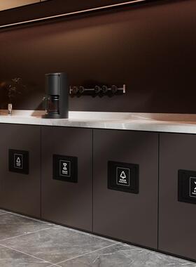 黑色橱柜盖垃圾桶推盖面30不4锈钢侧开口子厨OSJ房厕所垃圾桶侧盖