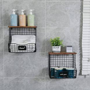 跨境铁木果蔬置物架壁挂台面两用金属网篮可折叠厨房浴室收纳架