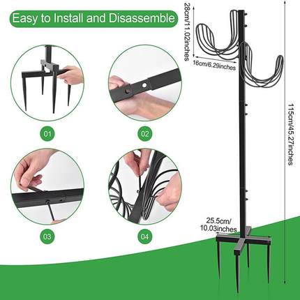 园水园管支架可花DP27346拆卸软挂管收纳架铁艺林水管储存架庭院