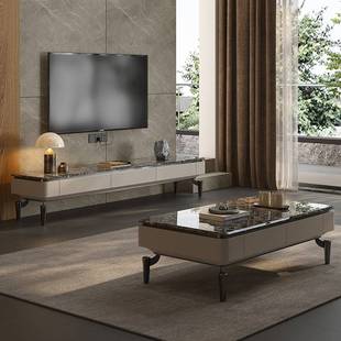 HJY2501地柜大小圆意式轻奢电视柜现代璀璨星河天然铂金钻奢石大