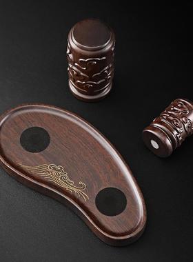 架三实BJS一堂黑檀木晾壶架吸磁壶盖托茶壶紫砂壶配件茶具套组木