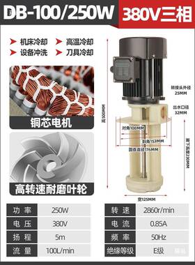 机床水泵DB-10割0/50W油泵车床冷却三相电2泵20HWM0循环线切W450