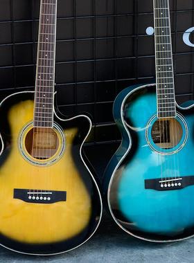 40寸椴学木人吉他生LHZ成民谣吉他r初学者入门练习guita亮光木吉