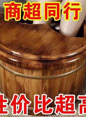 碳化柏木泡脚桶过小腿Ve4cvral厚泡脚香木桶家用实足浴桶过木膝加