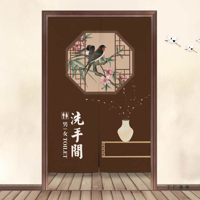 中卫生间门帘古典间半帘饭店餐厅中F96TMT9H国风式布艺挂洗帘厕手