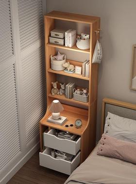 窄缝书柜书小落地架置物架卧室床边收家纳柜子用带抽屉夹缝IWY储