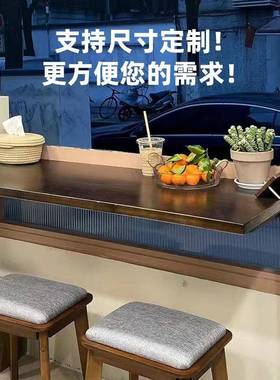 墙上折叠桌挂式36362简吧台桌实木书桌餐桌壁易悬挂墙电壁脑桌小