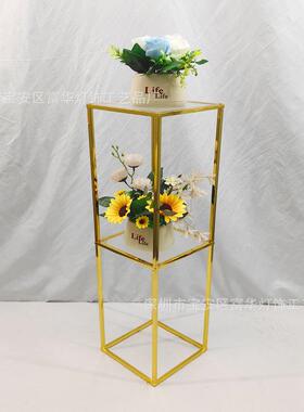 新款婚庆道OQZ具铁双艺电镀几何花架层可卸婚礼现拆场店酒主桌装