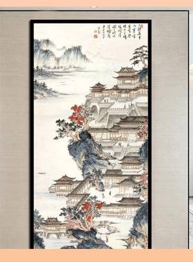 关K3ENfm5X?版汉苑图十字绣客竖厅玄中国风情风山水景画线绣新款