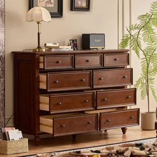 美全实木九斗柜卧室五斗厨纳收柜七抽斗屉柜客式 GPY厅储物柜电视