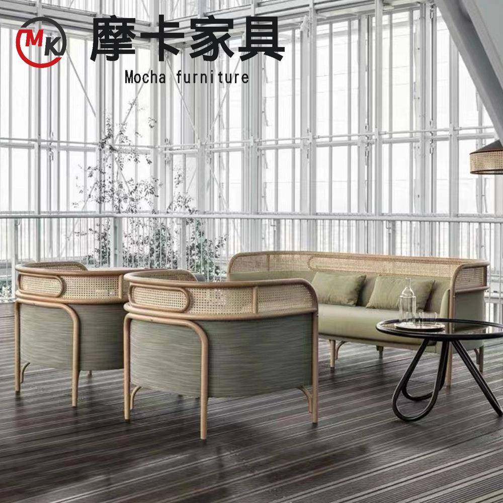 简框约院编藤实木沙发椅庭别墅实木架具家单人阳台客厅沙发咨询客,商业/办公家具,商用藤编家具,淘宝优惠券,粉丝福利购,淘宝优惠卷