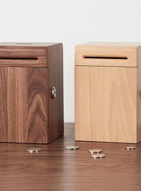 木存钱罐家大号不取带锁儿童木质存钱箱可ali-4686子压岁钱硬币储