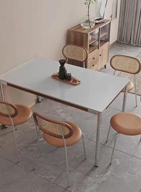 米优德利丰形岩板餐桌小3303户型阿家用长方桌简约现代金属西餐饭