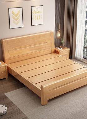 榉木实木床18米中高式木双人床DFZ原1.5米主.卧箱储物婚床1.2m单