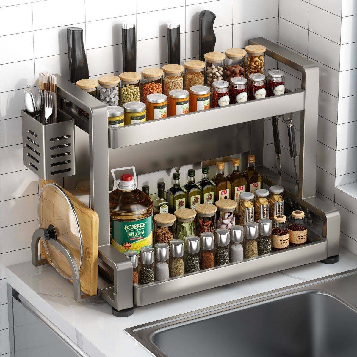 调味瓶罐置物架灰色品调料多功能收纳盒台面厨房油盐酱醋调料架子,玩具/童车/益智/积木/模型,垂直悬浮玩具,淘宝优惠券,粉丝福利购,淘宝优惠卷
