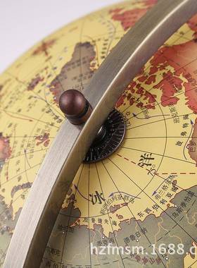 式复客古地清球仪20cm中文欧高592书房家居厅三脚古青铜木质底座