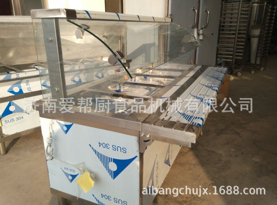 商用不锈钢电热保温售饭台玻璃罩