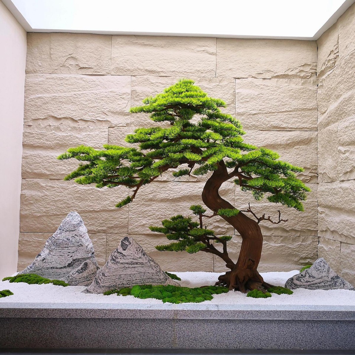 大型仿真迎客松罗汉松雕刻橱窗装饰假松树新中式室内造景装饰绿植