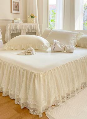 边肤公主韩版亲蕾丝床裙床pxx10038件套三套春夏季防滑单件床罩花