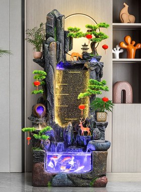 假山流水喷泉落地造景鱼缸公司办公室风水轮室内招财乔迁送礼摆件