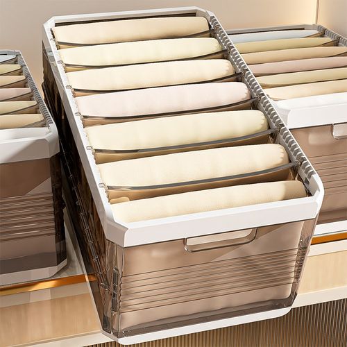 裤子收纳神器衣柜分层衣服收纳盒衣橱放牛仔裤家用衣物分格整理箱