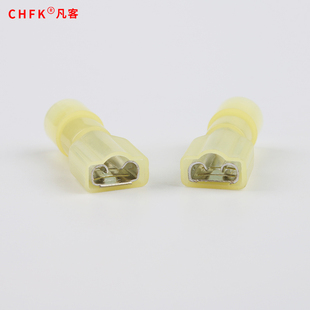 尼龙母全绝缘接头FDFN5.5 冷压接线端子黄连接器6.3插簧500只 250