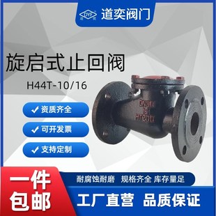 H44T 铜芯止回阀HT200铸铁硬密封逆止阀污水 16黑色法兰旋启式
