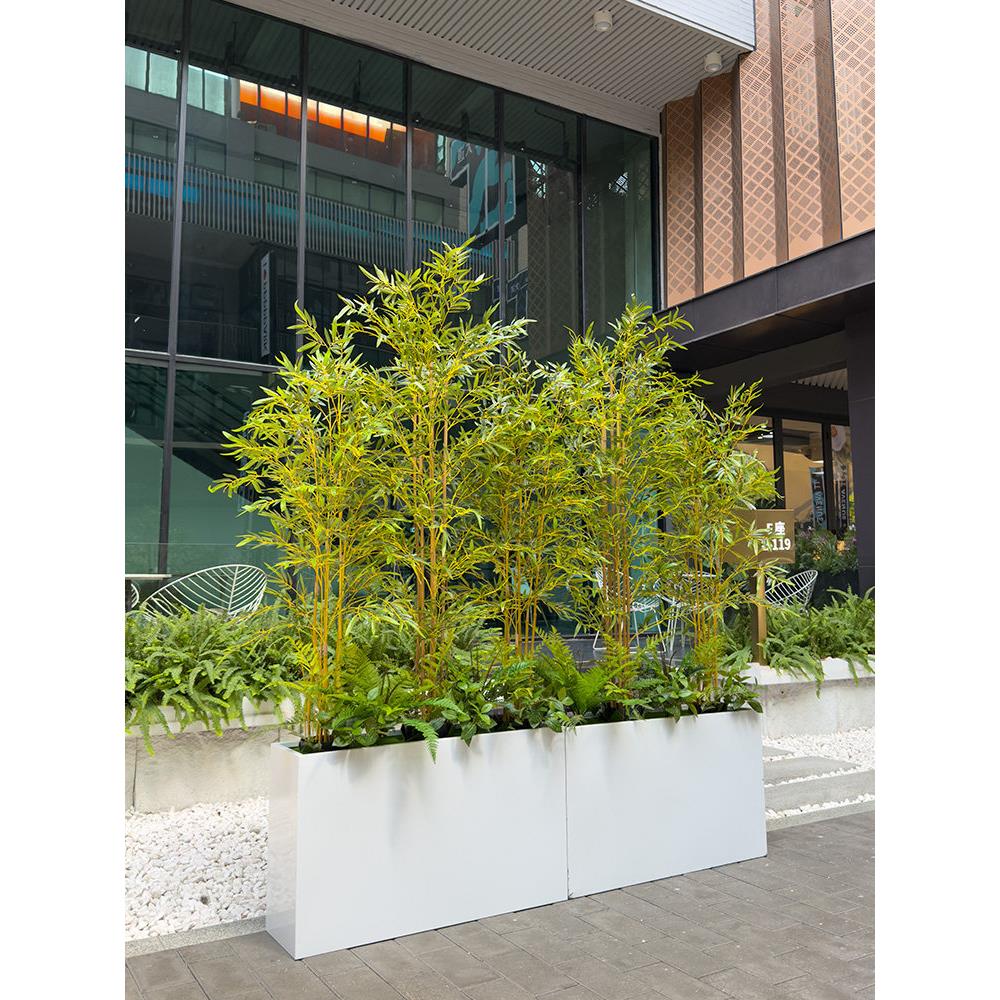 wo+新中式风彷真竹子景观铁艺花箱组合搭配办公室售楼处隔断装饰