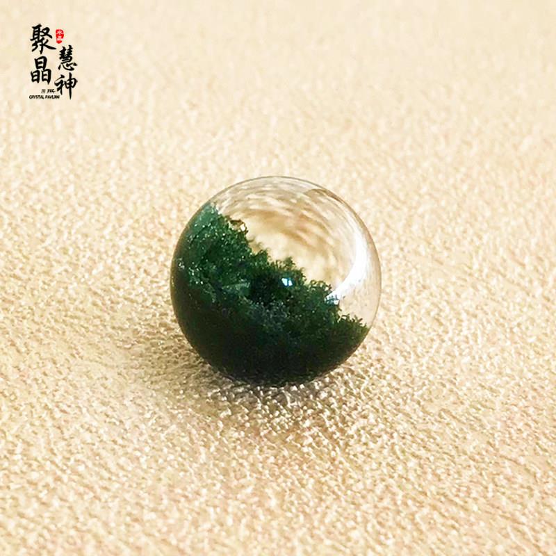 珍藏级巴西绿幽灵散珠深墨绿聚宝盆单珠多宝手錬水晶配珠DIY手串
