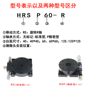 125 R轴旋转滑台手动调整位移平台360o微调角度分度盘RS60