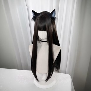 Lolita仿真发75cm黑长直jk假发套 假发女长发全头套式 校花传说