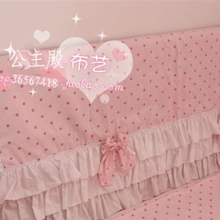 三层花边梦幻紫色床头套盖布 床头罩 粉红圆点 可爱小公主蛋糕裙式