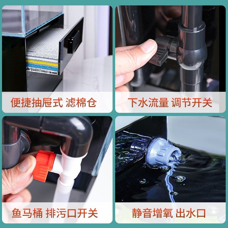 客厅桌面底滤鱼缸2025年新款超白玻璃生态免换水一体中小型柜缸