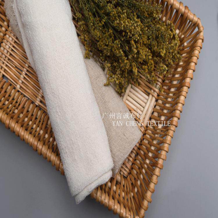手织竹布节亚麻织网布麻本麻色梭棉麻布料白色亚麻服装BQY布料
