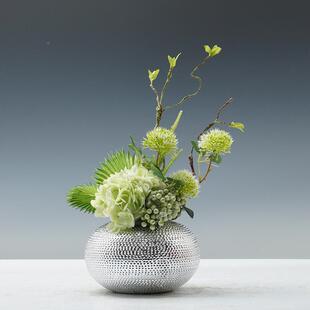 现代轻奢银色花器仿创真绿植花艺摆件处楼酒店会客室意装IEV售饰